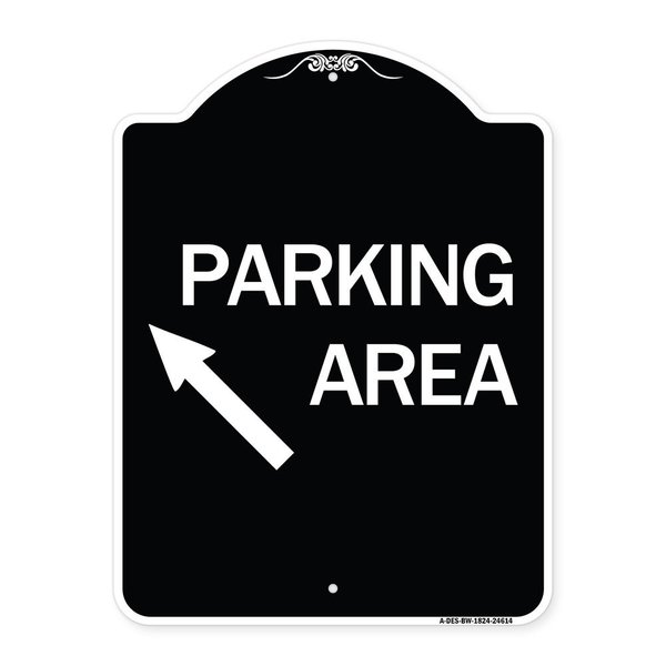 Signmission Parking Area Up Left Arrow Symbol Heavy-Gauge Aluminum Architectural Sign, 24" x 18", BW-1824-24614 A-DES-BW-1824-24614